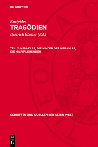 Herakles, Die Kinder des Herakles, Die Hilfeflehenden_cover