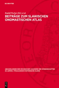 Beiträge zum slawischen onomastischen Atlas_cover