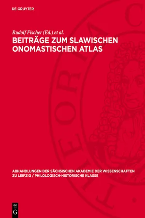 Beiträge zum slawischen onomastischen Atlas