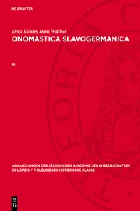 Ernst Eichler; Hans Walther: Onomastica Slavogermanica. IX._cover