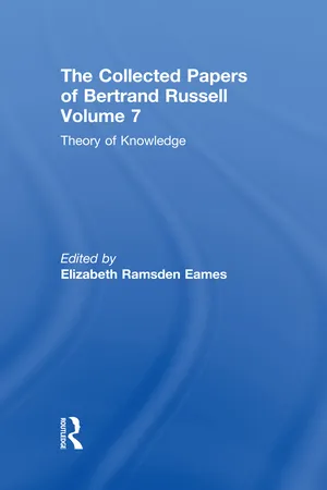 The Collected Papers of Bertrand Russell, Volume 7