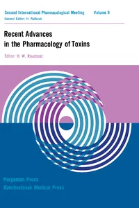 Recent Advances in the Pharmacology of Toxins_cover