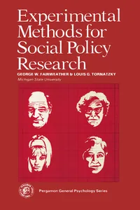 Experimental Methods for Social Policy Research_cover