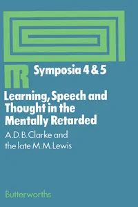 Learning, Speech and Thought in the Mentally Retarded_cover