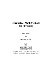 Essentials of Math Methods for Physicists_cover