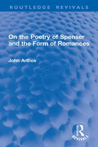 On the Poetry of Spenser and the Form of Romances_cover