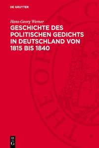 Geschichte des politischen Gedichts in Deutschland von 1815 bis 1840_cover