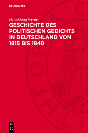 Geschichte des politischen Gedichts in Deutschland von 1815 bis 1840