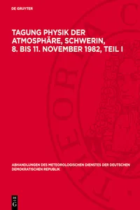 Tagung Physik der Atmosphäre, Schwerin, 8. bis 11. November 1982, Teil I_cover