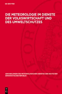 Die Meteorologie im Dienste der Volkswirtschaft und des Umweltschutzes_cover