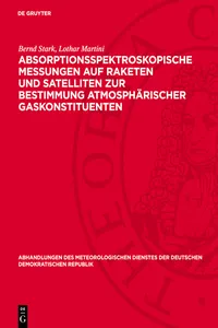 Absorptionsspektroskopische Messungen auf Raketen und Satelliten zur Bestimmung atmosphärischer Gaskonstituenten_cover