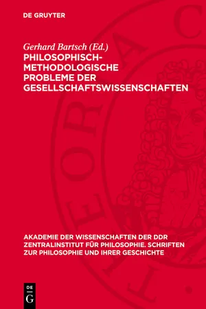 Philosophisch-methodologische Probleme der Gesellschaftswıssenschaften