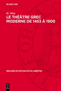 Le théâtre grec moderne de 1453 à 1900_cover