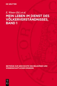 Mein Leben im Dienst des Völkerverständnisses, Band 1_cover