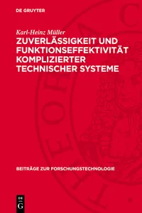 Zuverlässigkeit und Funktionseffektivität komplizierter technischer Systeme_cover