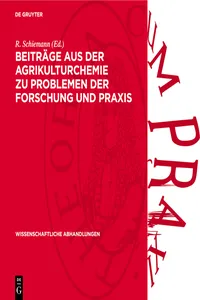 Beiträge aus der Agrikulturchemie zu Problemen der Forschung und Praxis_cover