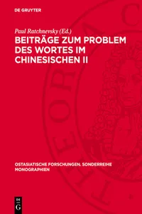 Beiträge zum Problem des Wortes im Chinesischen II_cover