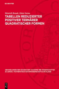 Tabellen reduzierter positiver ternärer quadratischer Formen_cover