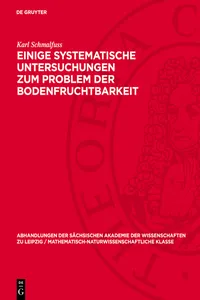 Einige systematische Untersuchungen zum Problem der Bodenfruchtbarkeit_cover