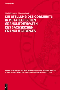 Die Stellung des Cordierits in metatektischen Granulitderivaten des sächsischen Granulitgebirges_cover