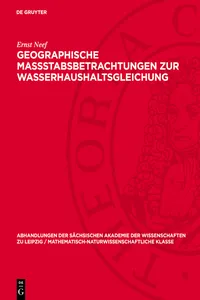 Geographische Massstabsbetrachtungen zur Wasserhaushaltsgleichung_cover