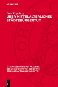 Über mittelalterliches Städtebürgertum_cover