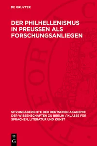 Der Philhellenismus in Preussen als Forschungsanliegen_cover