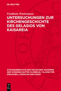 Untersuchungen zur Kirchengeschichte des Gelasios von Kaisareia_cover