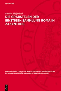 Die Grabstelen der einstigen Sammlung Roma in Zakynthos_cover