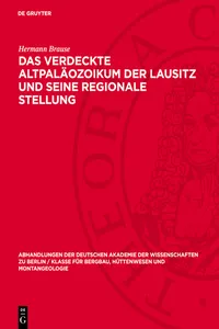 Das verdeckte Altpaläozoikum der Lausitz und seine regionale Stellung_cover