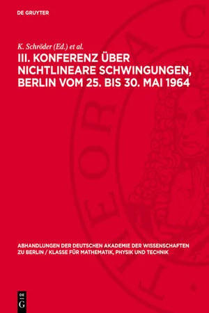 III. Konferenz über nichtlineare Schwingungen, Berlin vom 25. bis 30. Mai 1964