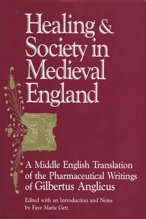 Healing and Society in Medieval England