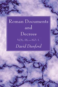 Roman Documents and Decrees, Volume IX - No. 1_cover