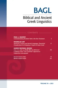 Biblical and Ancient Greek Linguistics, Volume 10_cover