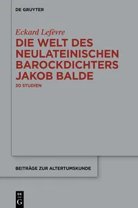 Die Welt des neulateinischen Barockdichters Jakob Balde_cover