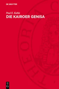 Die Kairoer Genisa_cover