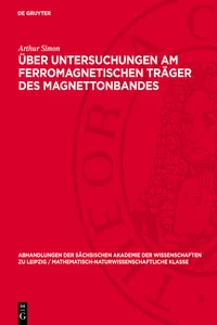 Über Untersuchungen am ferromagnetischen Träger des Magnettonbandes_cover