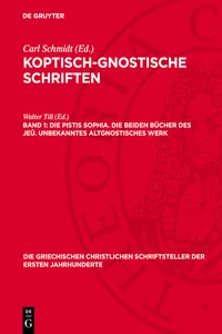 Die Pistis Sophia. Die beiden Bücher des Jeû. Unbekanntes altgnostisches Werk_cover