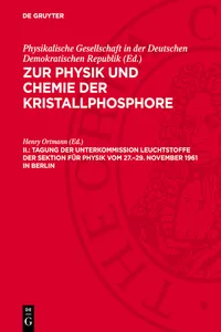 Tagung der Unterkommission Leuchtstoffe der Sektion für Physik vom 27.–29. November 1961 in Berlin_cover