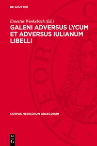 Galeni adversus Lycum et adversus Iulianum libelli_cover