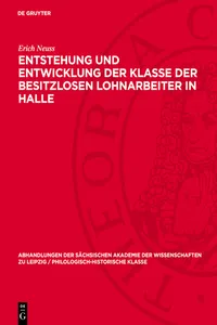 Entstehung und Entwicklung der Klasse der besitzlosen Lohnarbeiter in Halle_cover