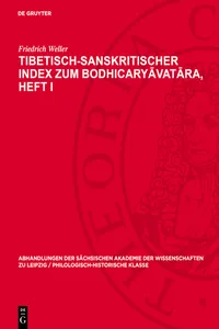 Tibetisch-sanskritischer Index zum Bodhicaryāvatāra, Heft I_cover