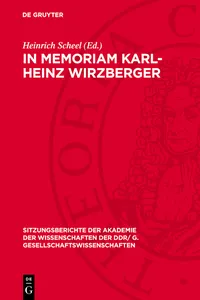 In memoriam Karl-Heinz Wirzberger_cover