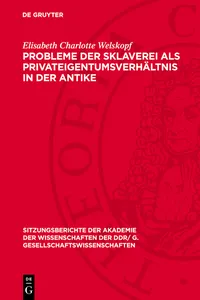 Probleme der Sklaverei als Privateigentumsverhältnis in der Antike_cover