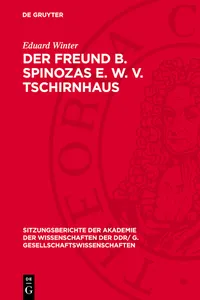 Der Freund B. Spinozas E. W. v. Tschirnhaus_cover