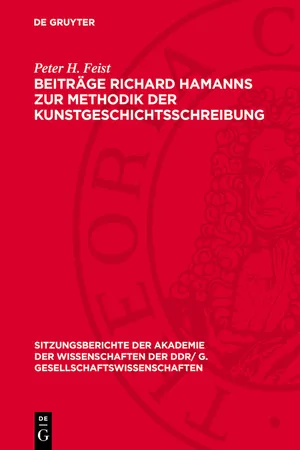 Beiträge Richard Hamanns zur Methodik der Kunstgeschichtsschreibung