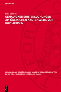 Genauigkeitsuntersuchungen am Öderschen Kartenwerk von Kursachsen_cover