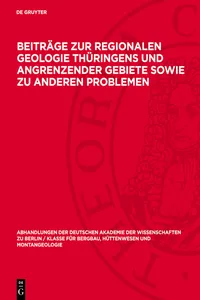 Beiträge zur regionalen Geologie Thüringens und angrenzender Gebiete sowie zu anderen Problemen_cover