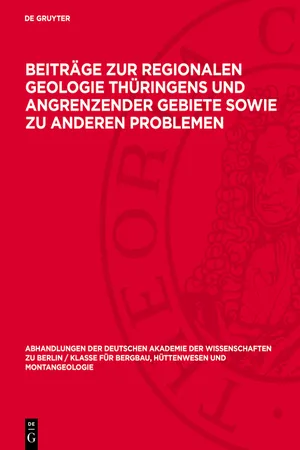 Beiträge zur regionalen Geologie Thüringens und angrenzender Gebiete sowie zu anderen Problemen