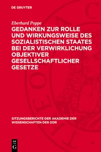 Gedanken zur Rolle und Wirkungsweise des sozialistischen Staates bei der Verwirklichung objektiver gesellschaftlicher Gesetze_cover